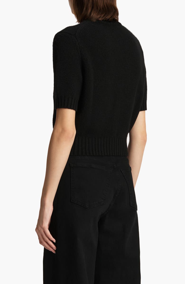 Khaite The Nora Short Sleeve Cashmere Cardigan, Alternate, color, Black