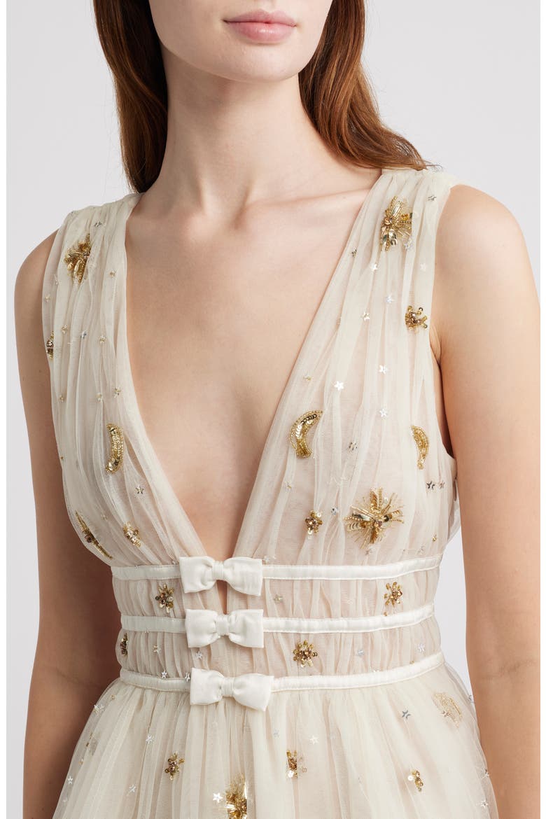 Lawton Embellished Tulle Minidress, Alternate, color, LUNAR GOLD