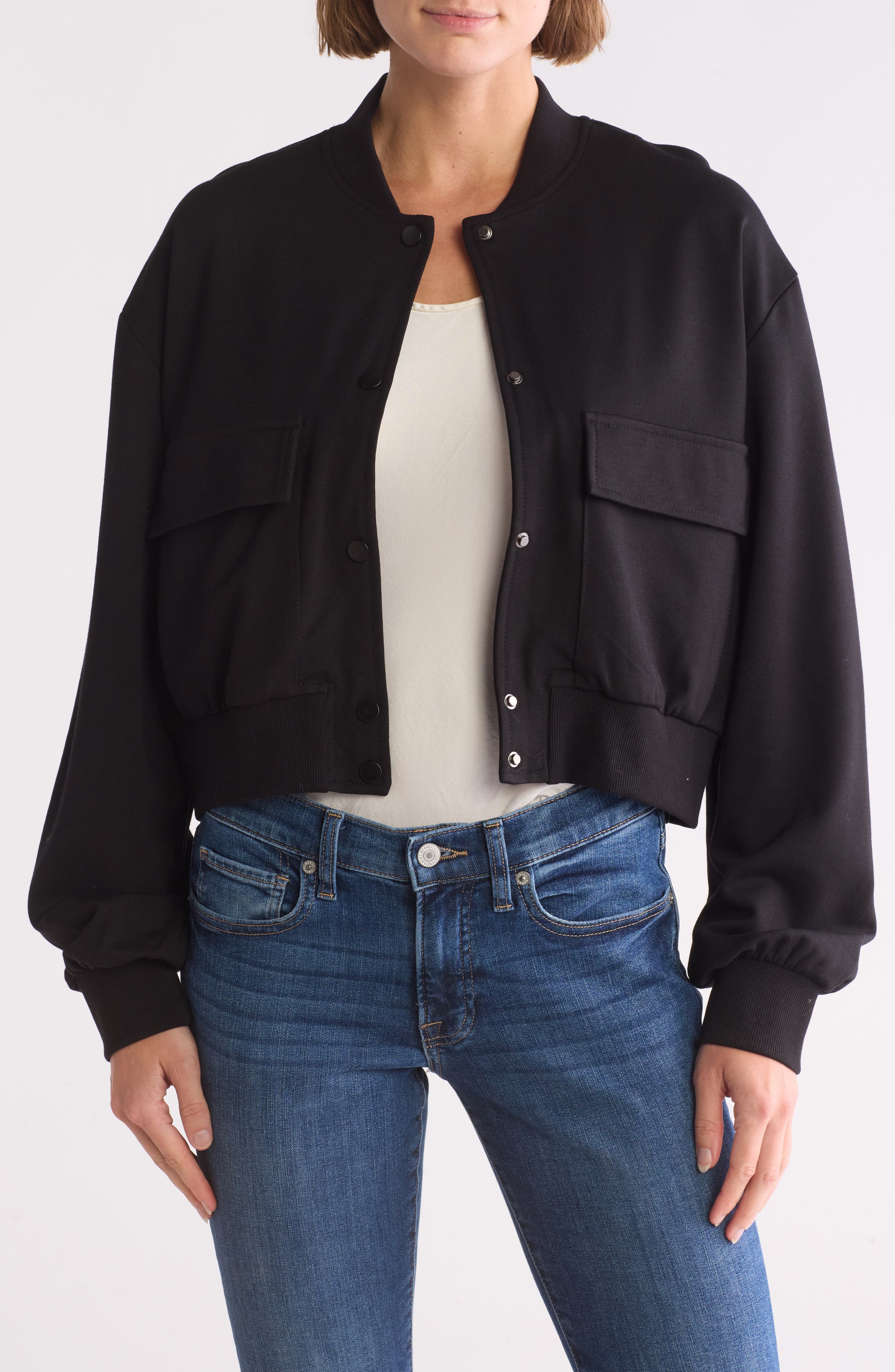 PATRIZIA LUCA Utility Pocket Crop Bomber Jacket