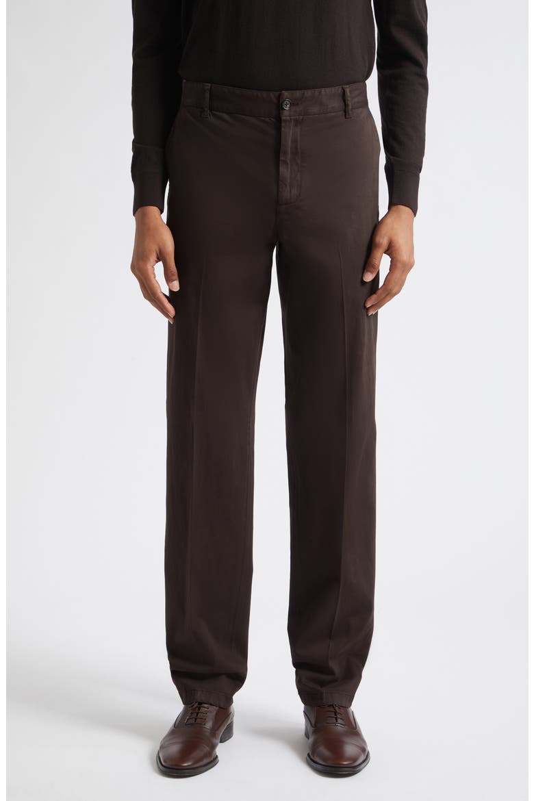 Chino Unito Comfort Stretch Cotton & Cashmere Pants, Main, color, DARK BROWN 461