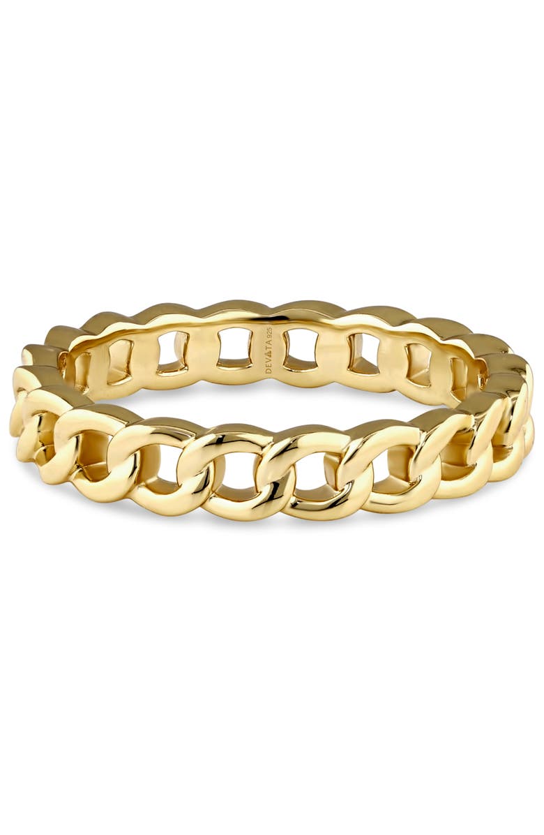 DEVATA Curb Link Ring in Gold Plated Sterling Silver, Main, color, Yellow Gold