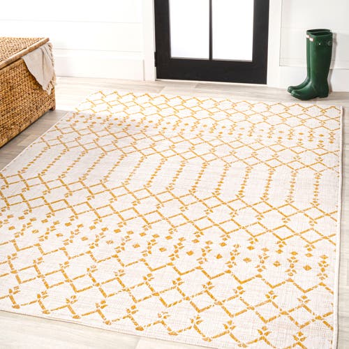 Jonathan Y Ourika Moroccan Geometric Textured Weave Indoor/outdoor Area Rug In Cream/yellow
