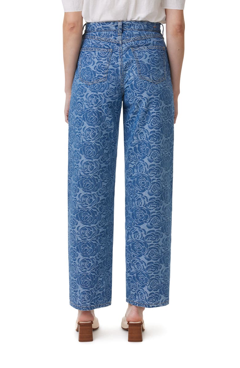 Habitual Jacquard Rose High Waist Barrel Leg Jeans, Alternate, color, 