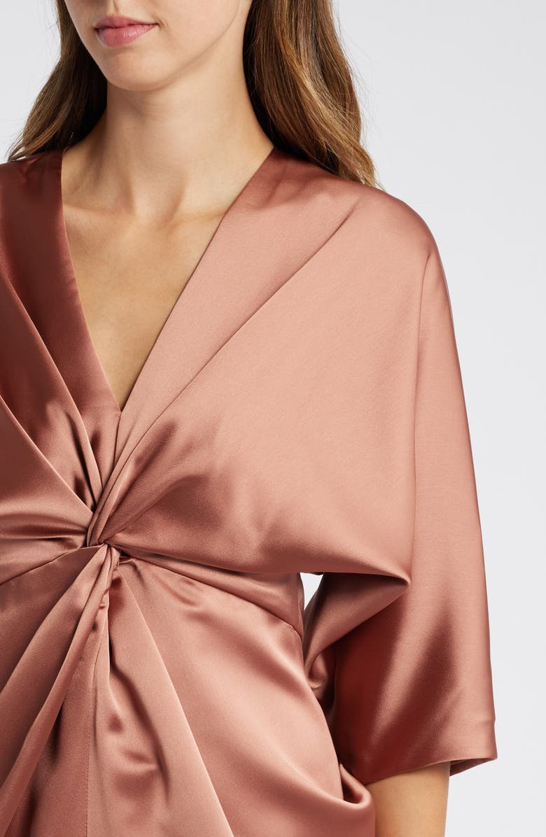 Amsale Elbow Sleeve Satin Dress, Alternate, color, 