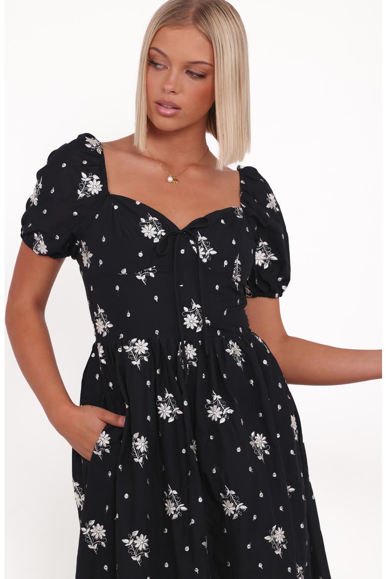 Rosemarie Print Midi Dress, Alternate, color, BLACK FLORAL