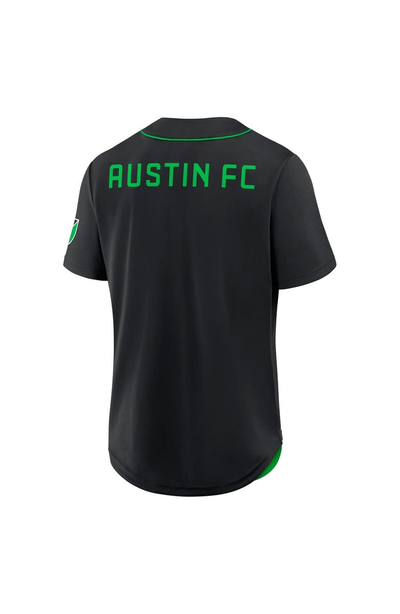 FANATICS Men's Fanatics Black Austin FC Injury Time Baseball Jersey, Alternate, color, Black