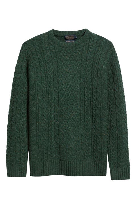 Fisherman Crewneck Wool Blend Sweater
