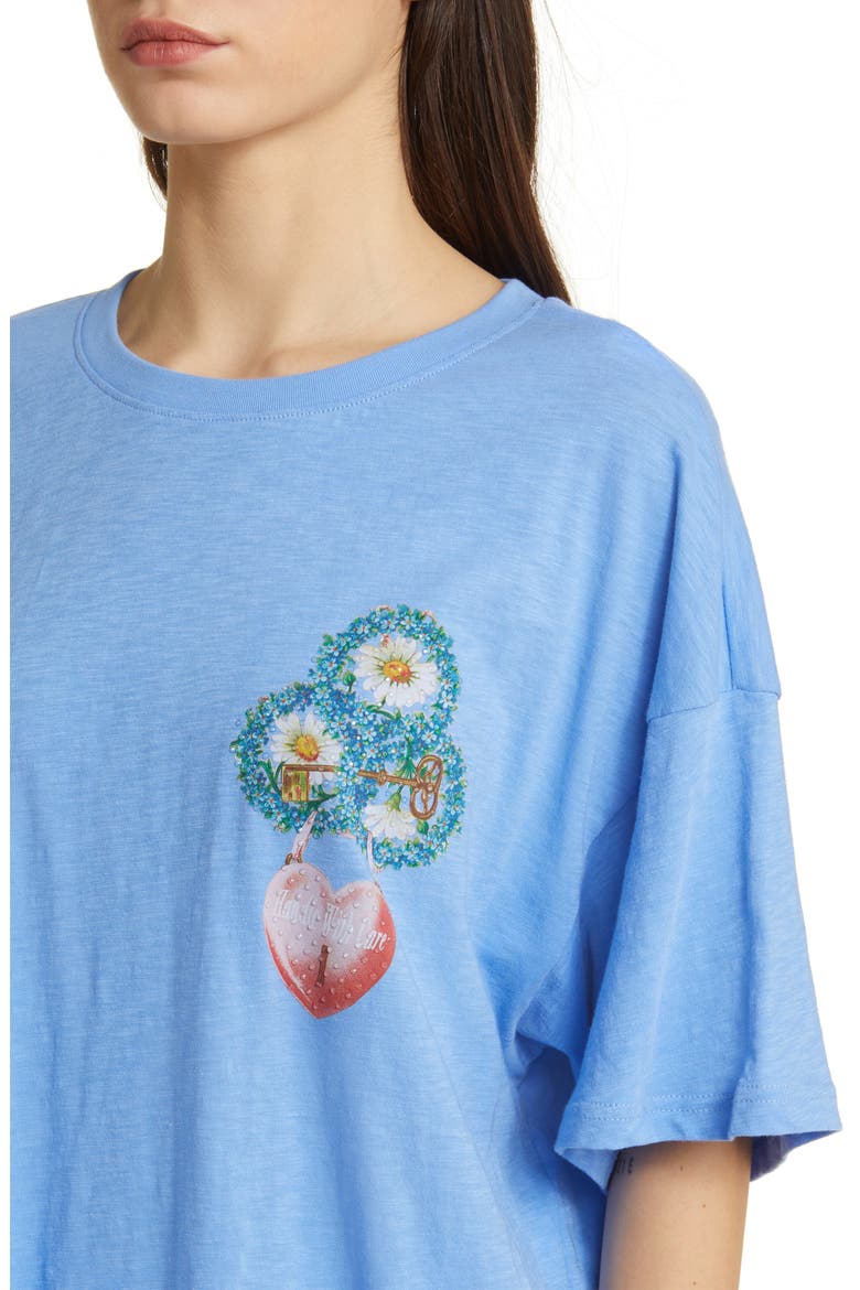 Locked In Rhinestone Oversize Cotton Slub Jersey Graphic T-Shirt, Alternate, color, BLUE