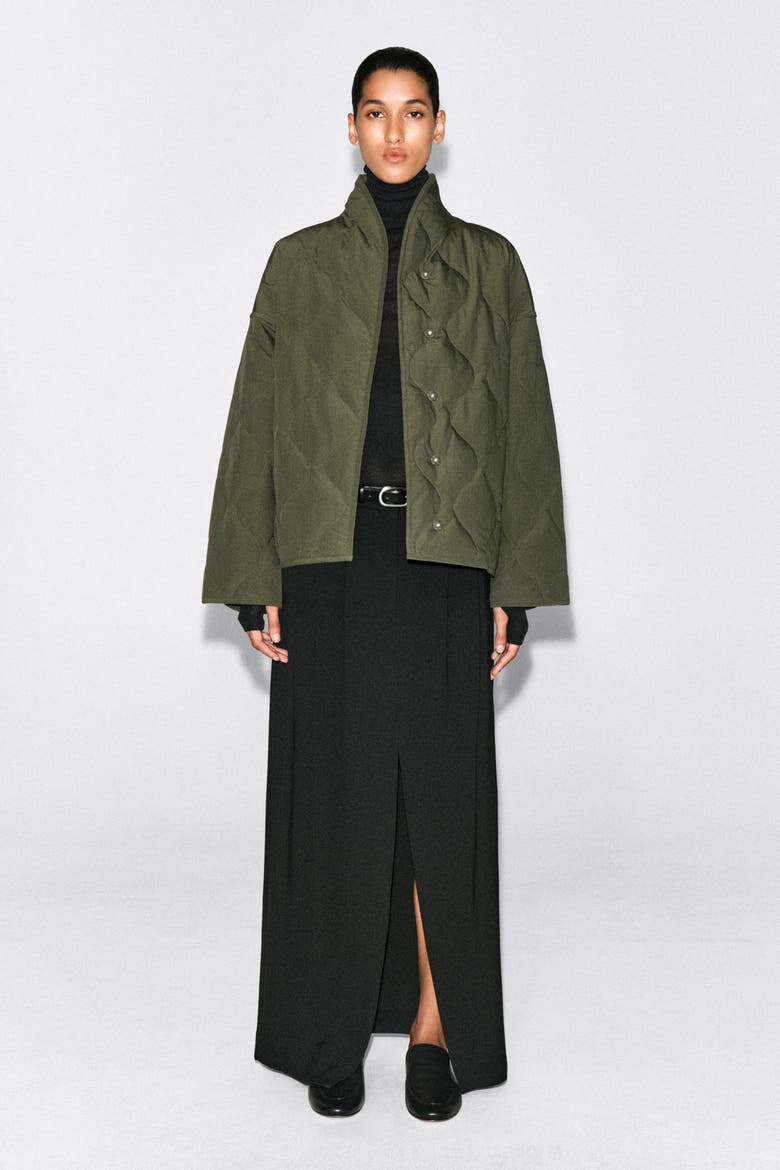 Shawl-collar Quilted Jacket, Alternate, color, KHAKI