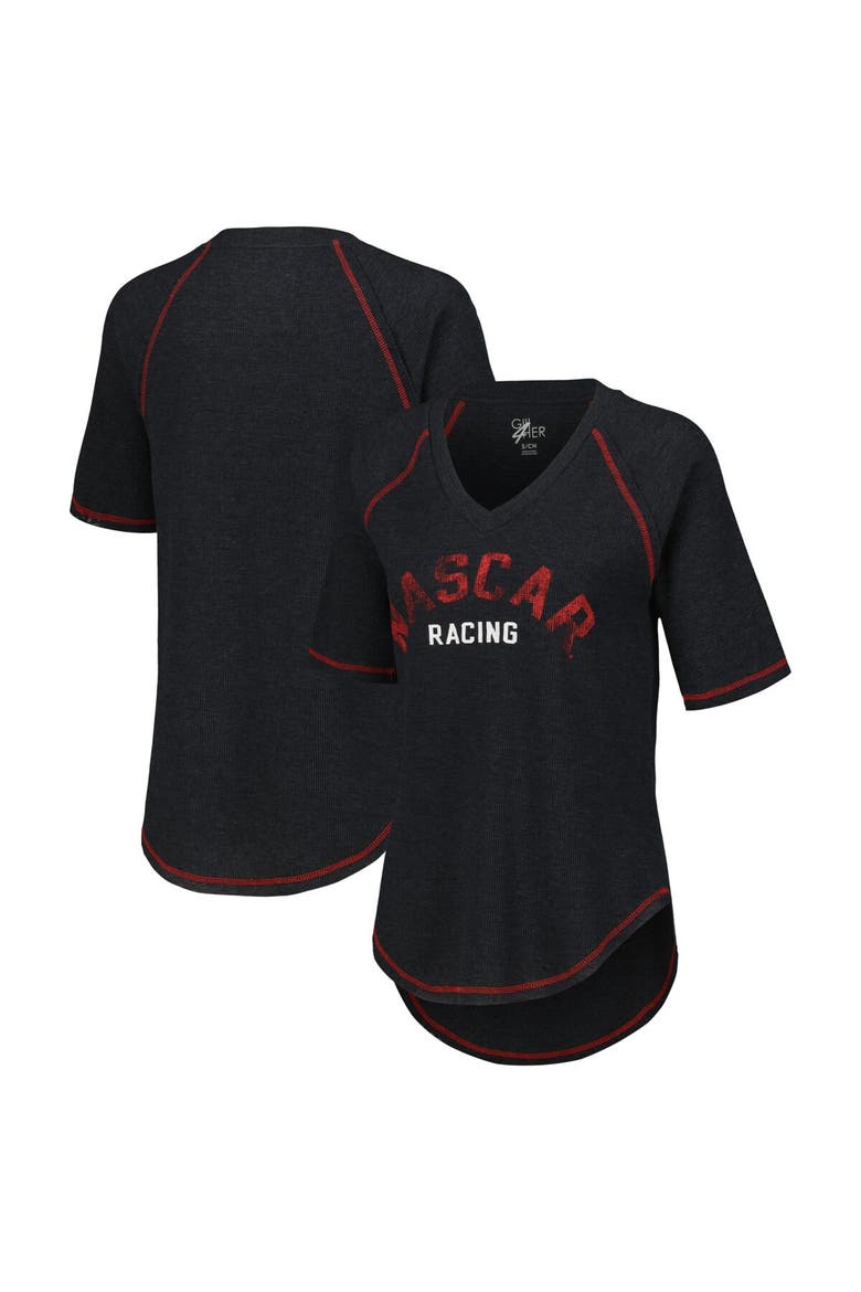 Women's G-III 4Her by Carl Banks Black NASCAR Ball Chase Tri-Blend Thermal Raglan Top, Main, color, Black