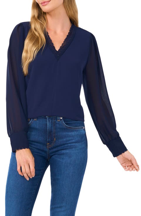 Scallop Detail Georgette Top