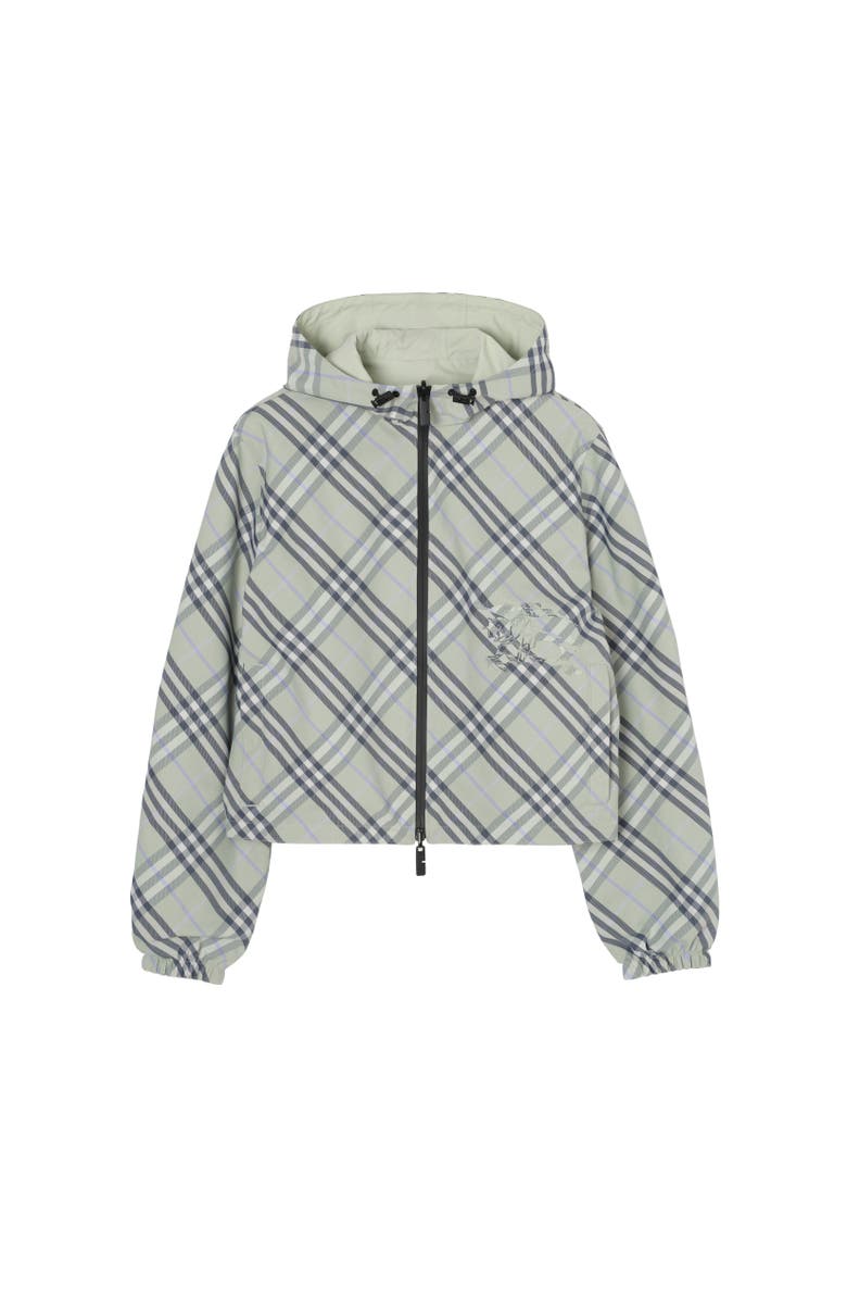 Burberry Cropped Reversible Check Jacket, Alternate, color, Seafoam Green