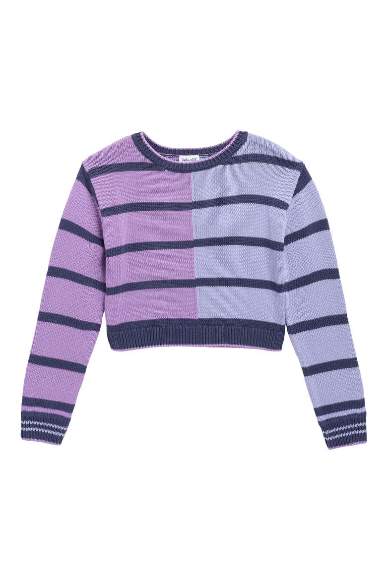 Kids' Miss Match Stripe Sweater, Main, color, DWBRY/DEEP PURPLE