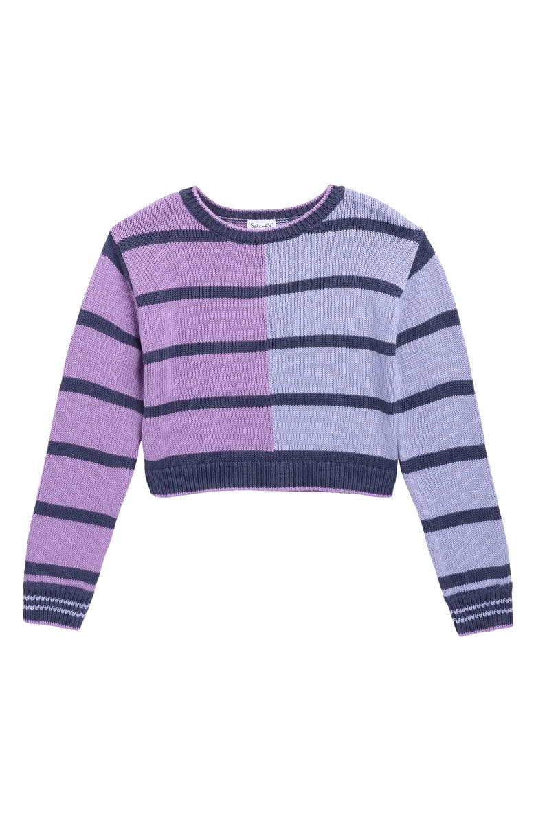 Splendid Kids' Miss Match Stripe Sweater, Main, color, Dwbry/Deep Purple