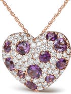 Haus of Brilliance Gold 3/4 Cttw Diamond and Amethyst Heart Shape Pendant Necklace