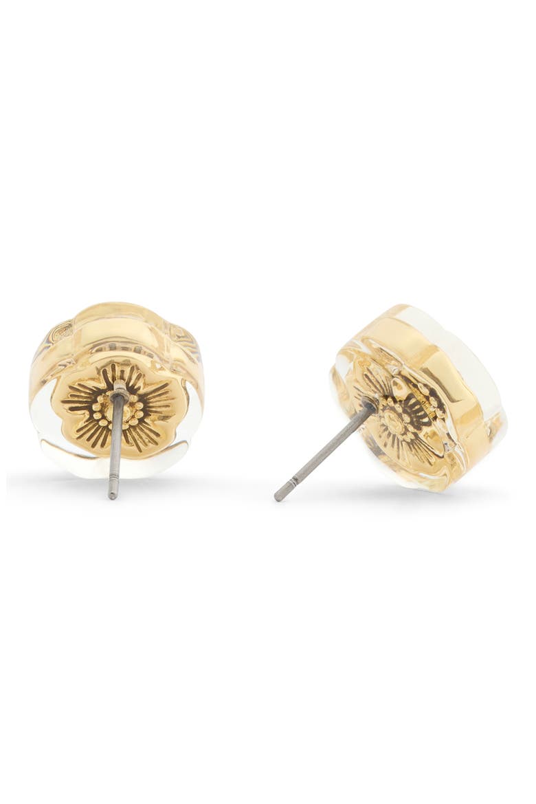 Lucite Tea Rose Stud Earrings, Alternate, color, GOLD
