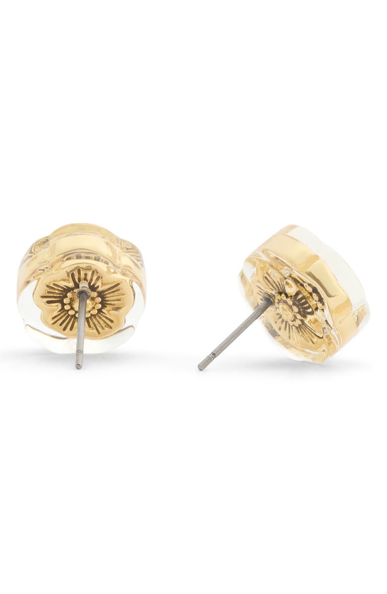 COACH Lucite Tea Rose Stud Earrings, Alternate, color, Gold