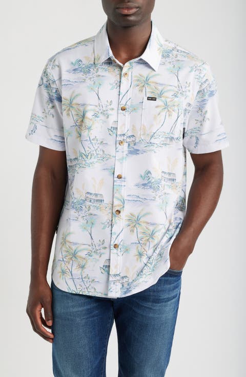 Eldora Tropical Print Short Sleeve Performance Button-Up Shirt