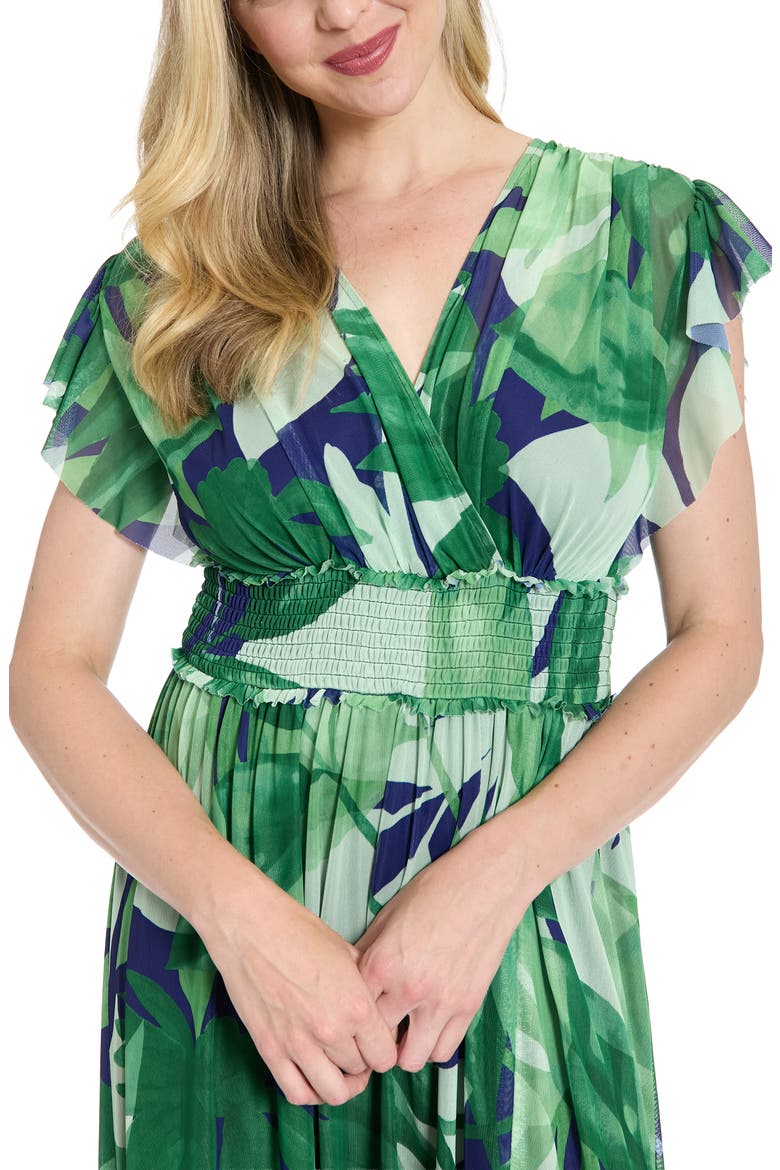 Cap Sleeve Mesh Maxi Dress, Alternate, color, NAVY/ GREEN