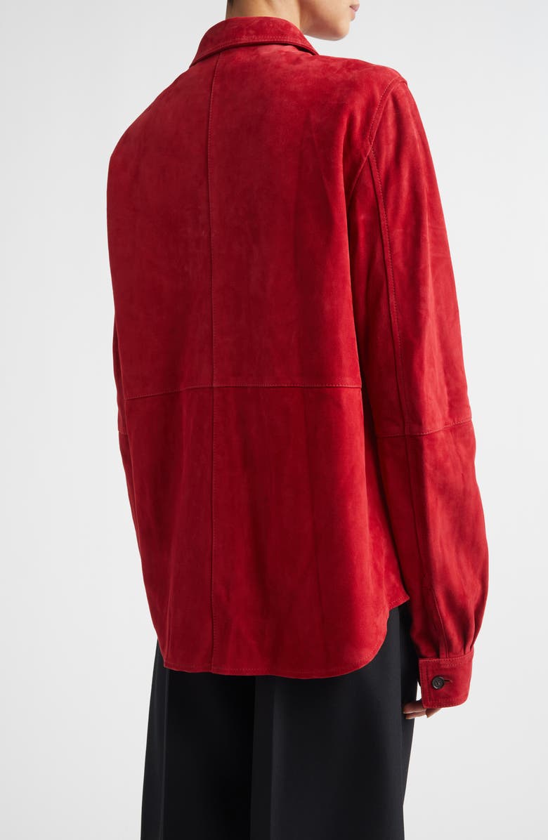 TOTEME Soft Suede Overshirt, Alternate, color, Poppy