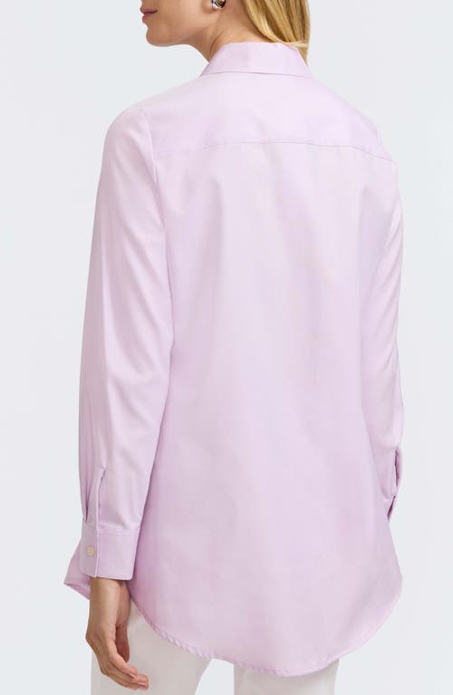 Foxcroft Cici Cotton Button-up Tunic Shirt In Orchid Bouquet