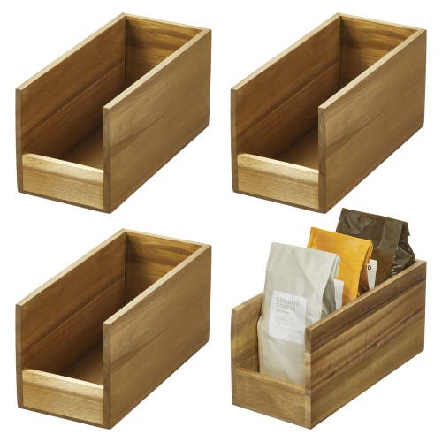 Idesign Acacia Wood Open-front Pantry Bin For Kitchen Organization