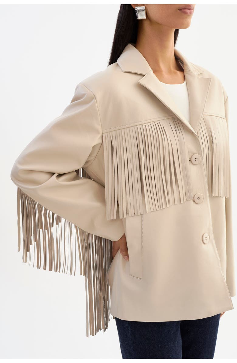 LAMARQUE Rianne | Leather Fringe Jacket, Alternate, color, Bone