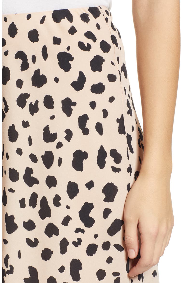 Leopard Print Midi Skirt, Alternate, color, KHAKI/ BLACK