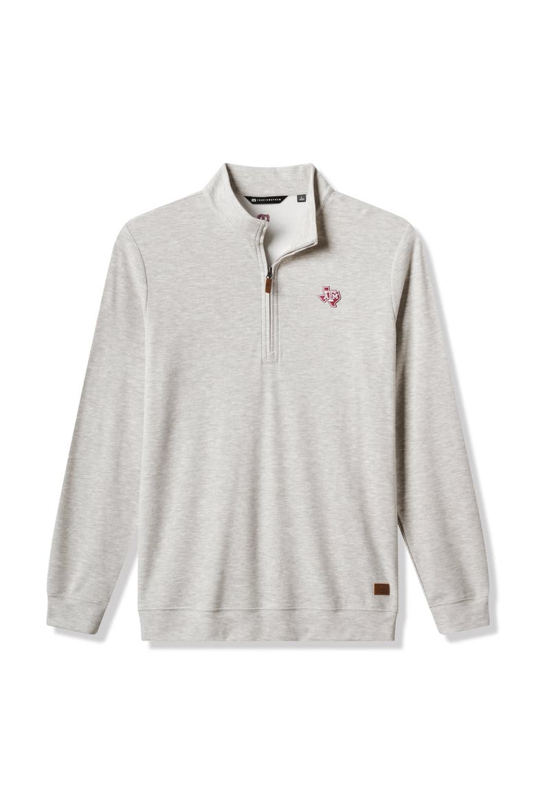 Men's TravisMathew Heather Gray Texas A&M Aggies Cloud Home Game Quarter-Zip Tri-Blend Pullover, Main, color, Heather Gray
