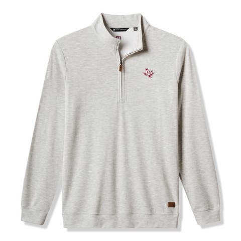 Men's TravisMathew Heather Gray Texas A&M Aggies Cloud Home Game Quarter-Zip Tri-Blend Pullover