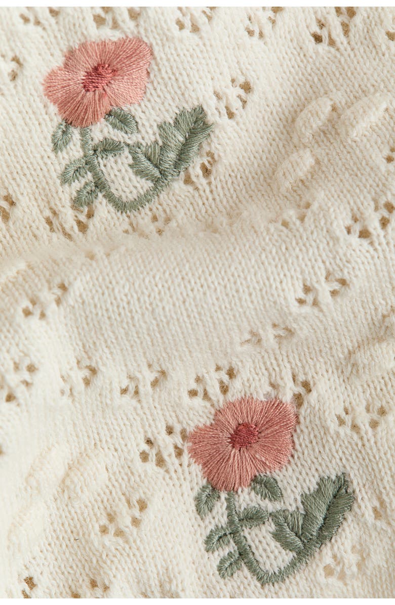 H&M Pointelle-knit Cardigan, Alternate, color, Cream/Flowers