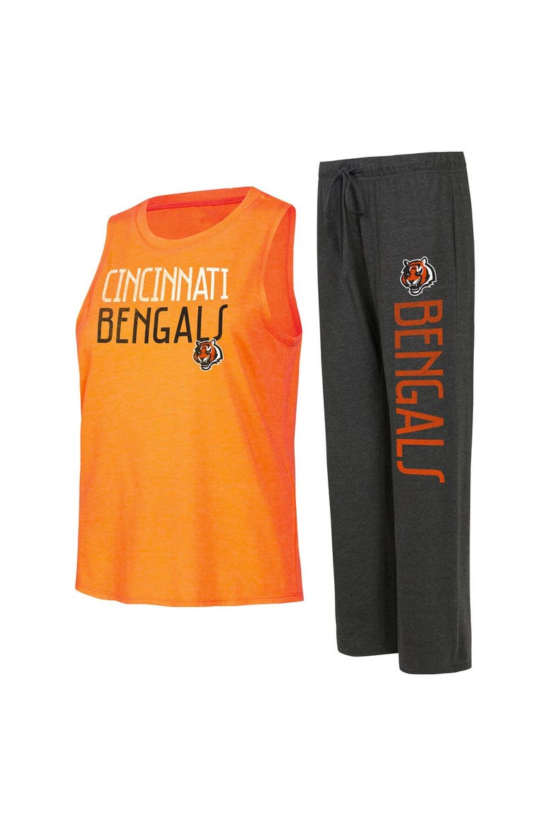 Women's Concepts Sport Black/Orange Cincinnati Bengals Muscle Tank Top & Pants Lounge Set, Main, color, Black