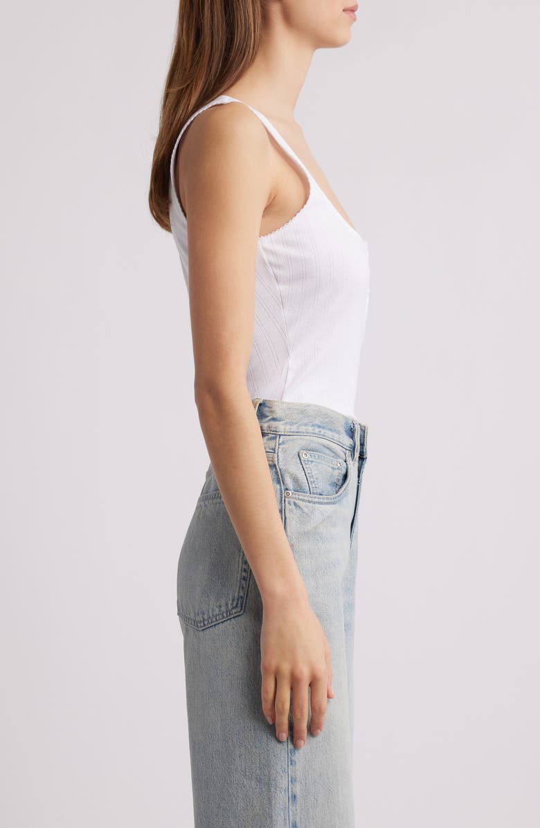 Good American Pointelle Henley Tank, Alternate, color, White001