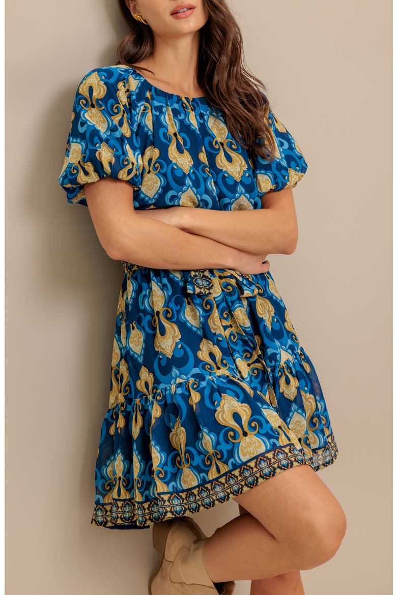 Puff Sleeve Blouson Minidress, Alternate, color, NAVY