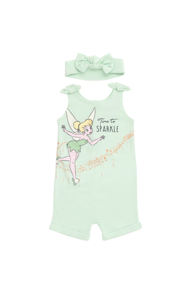 Disney Classics Toddler Girls' 2-Piece Sleeveless Romper and Headband Set, Main, color, Tinker Bell Green