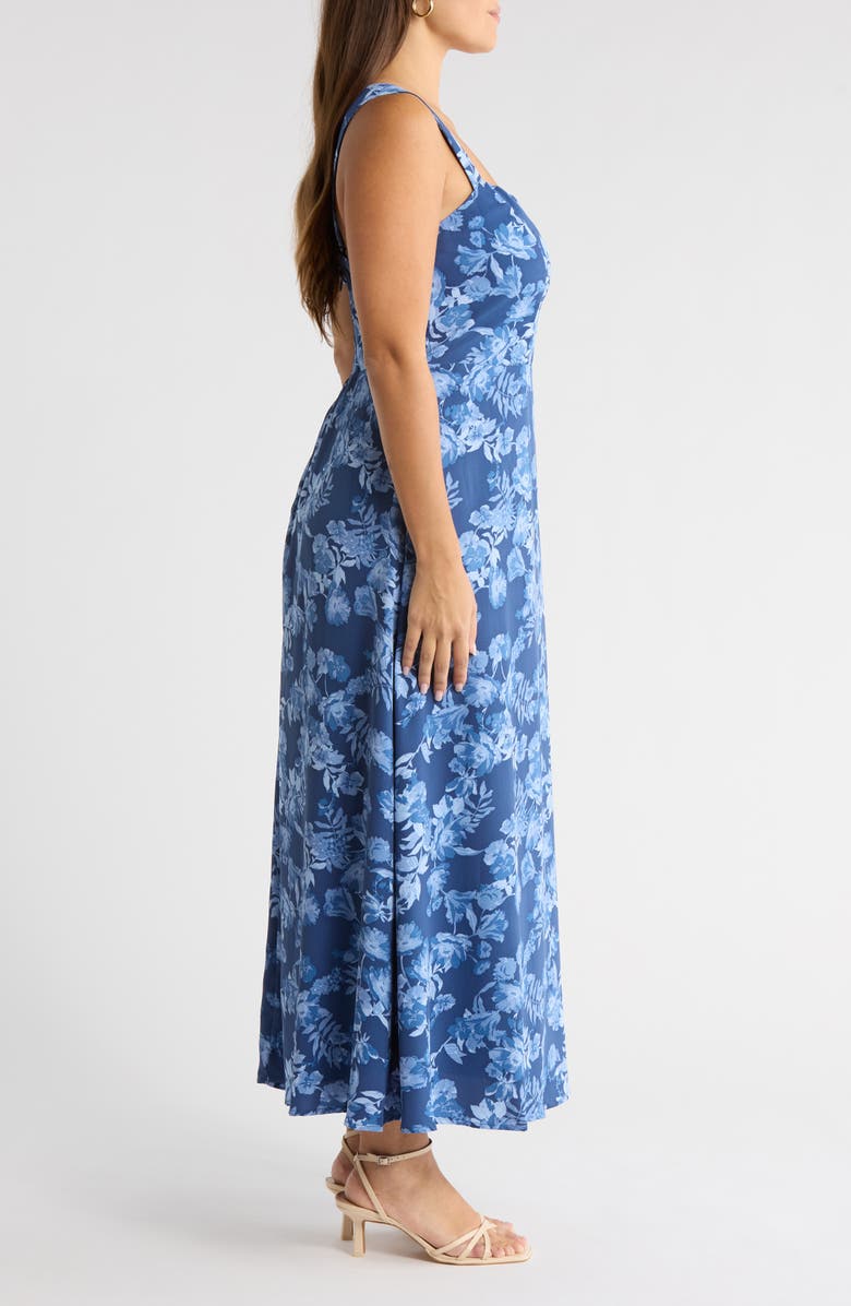SUGARLIPS Bary Floral Print Sleeveless Midi Dress, Alternate, color, Navy-Blue