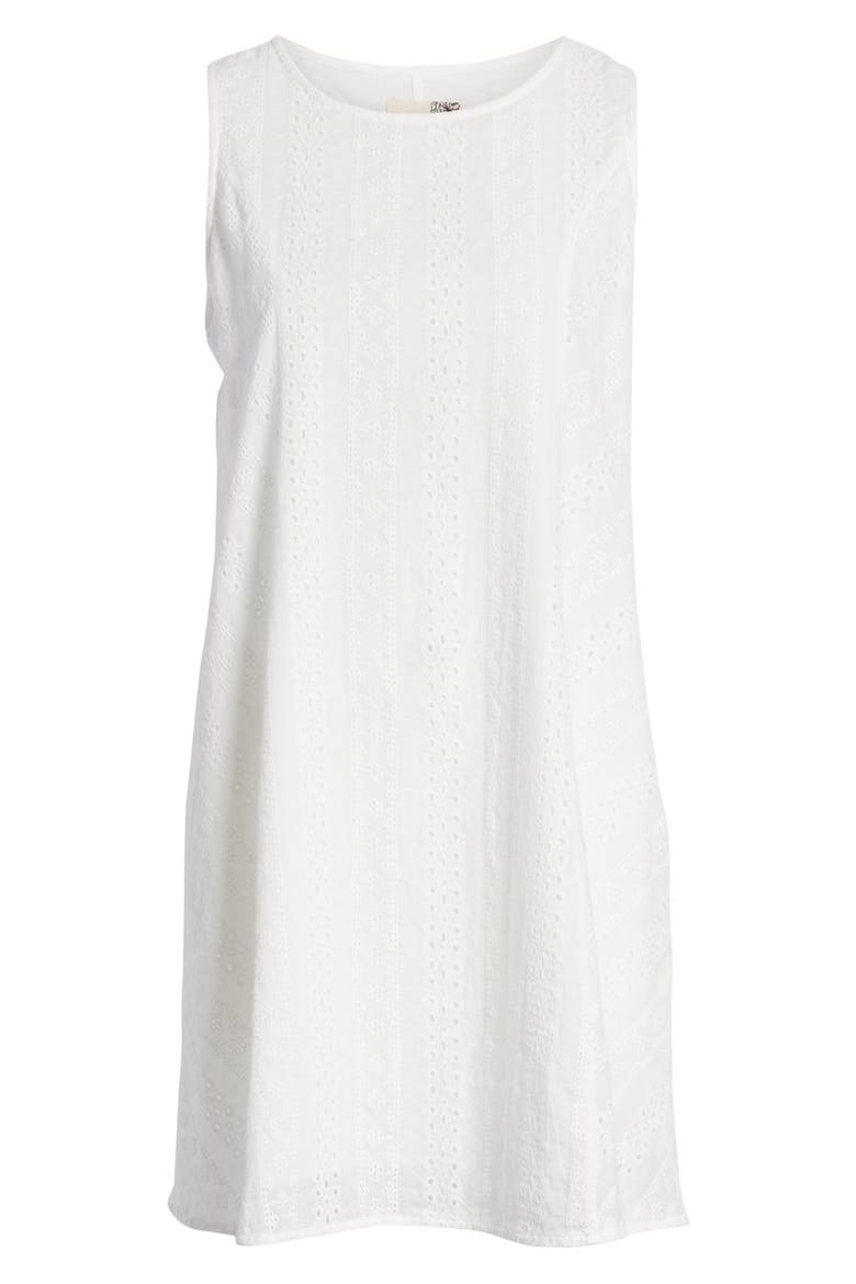 Eyelet Shift Dress, Alternate, color, WHITE