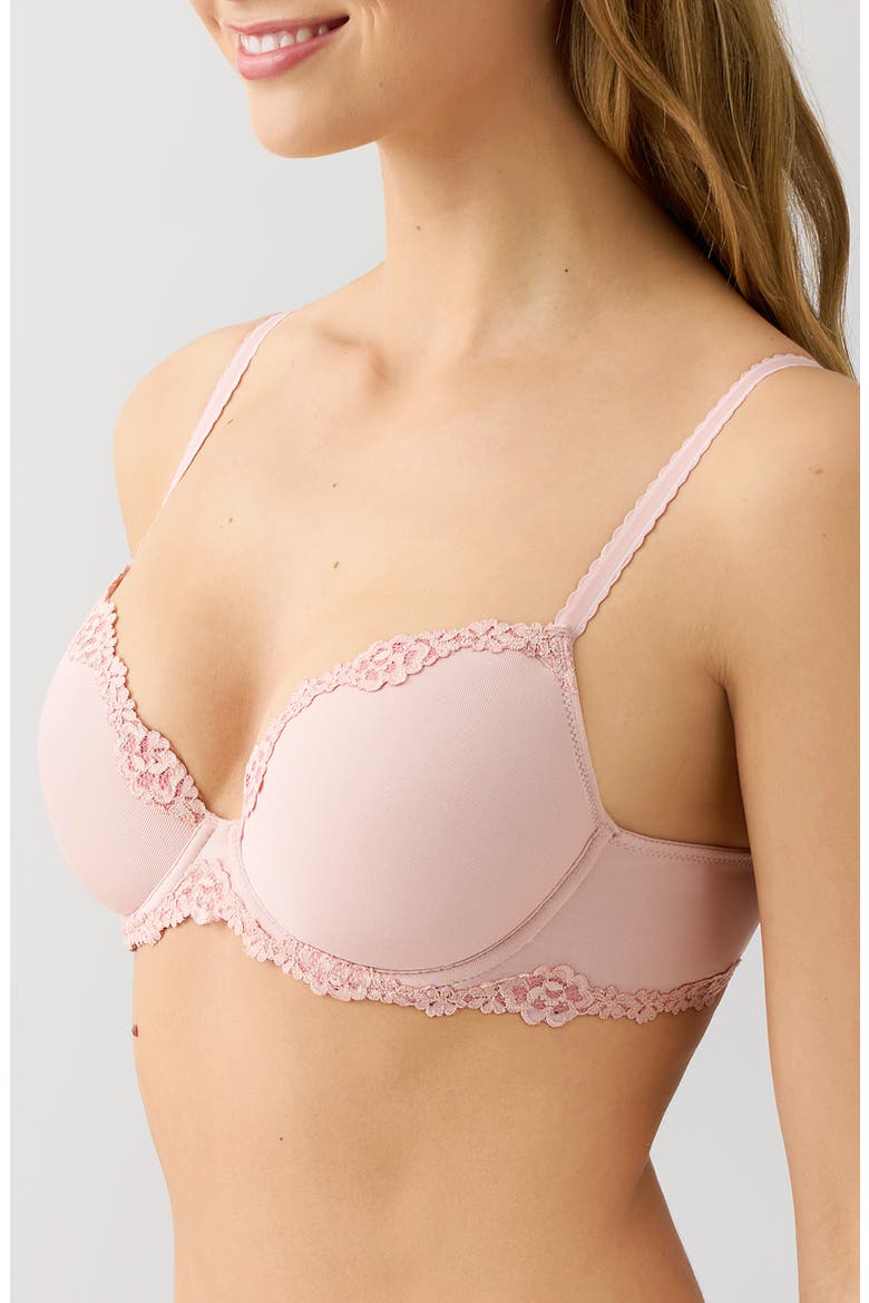 Future Foundation Underwire Lace Trim Contour Bra, Alternate, color, ROSE SMOKE