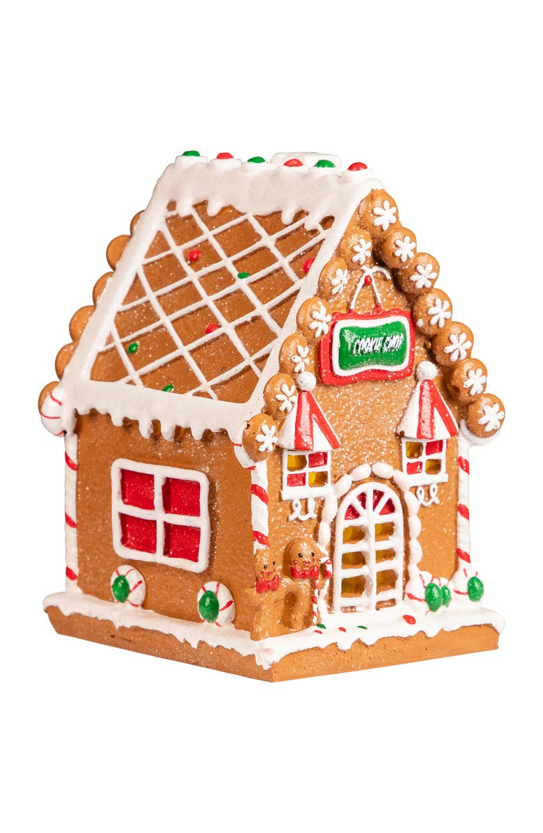 Northlight Lighted Candy Cane Gingerbread Men Cookie Shop Christmas Decoration - 5.75", Alternate, color, 