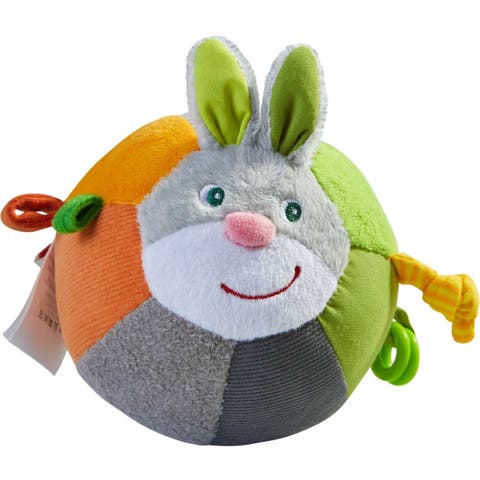 Bunny Baby Ball Toy with Crinkle Ears and Rattle Rings