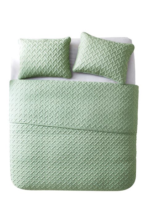 Nina Embossed Basketweave Quilt Set - Twin