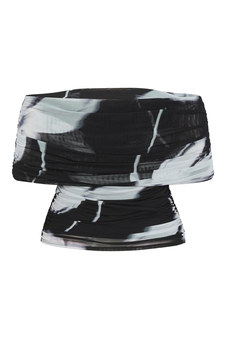 Dana Floral Off the Shoulder Mesh Top, Alternate, color, BLACK BLUR FLORAL