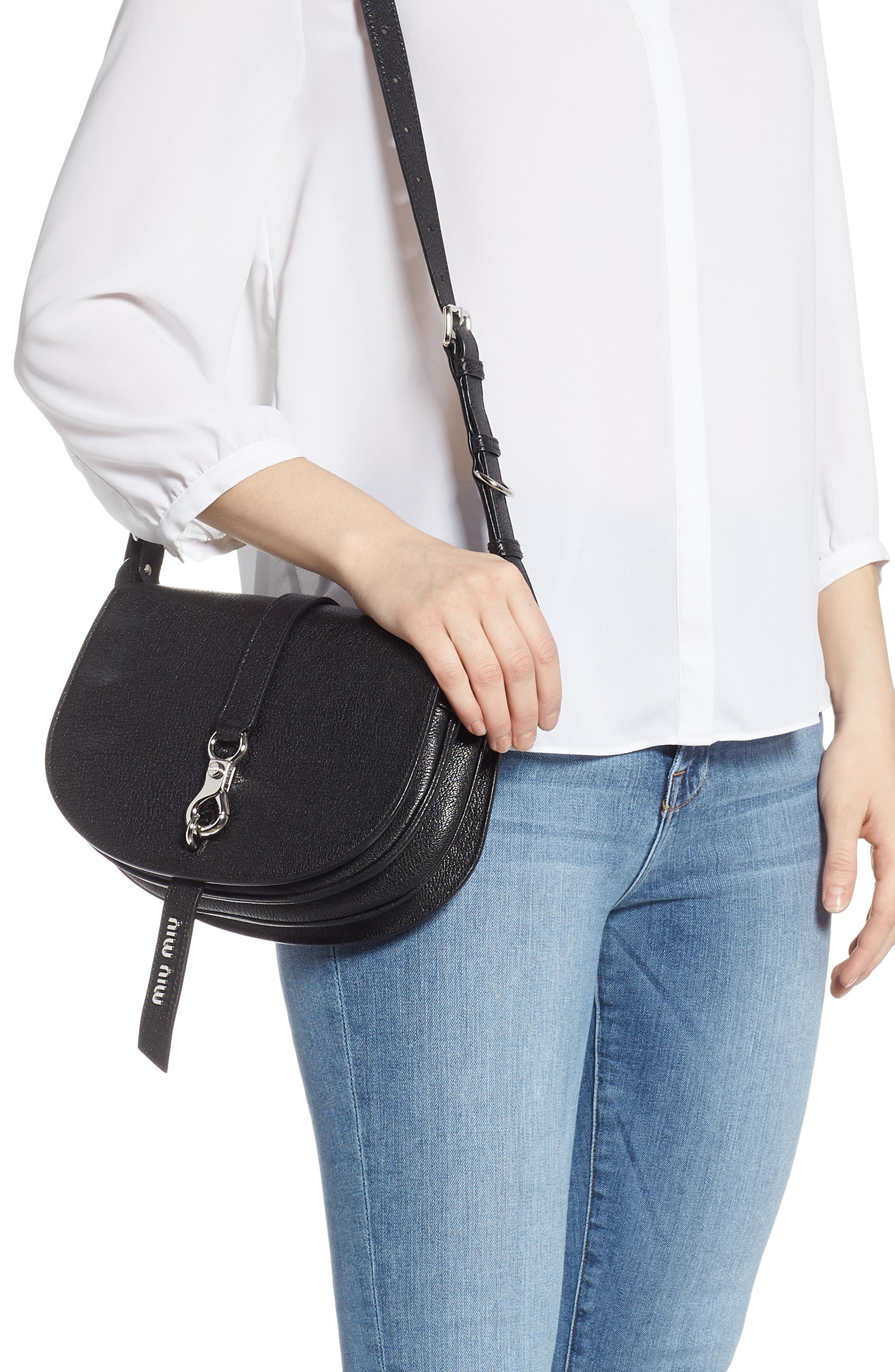 Miu Miu Madras Hunting Leather Crossbody Bag, Alternate, color, 