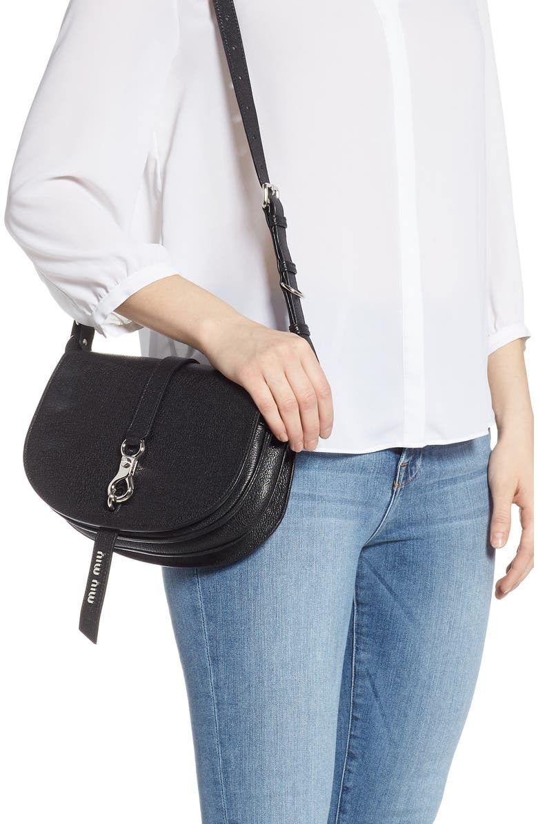 Miu Miu Madras Hunting Leather Crossbody Bag, Alternate, color,