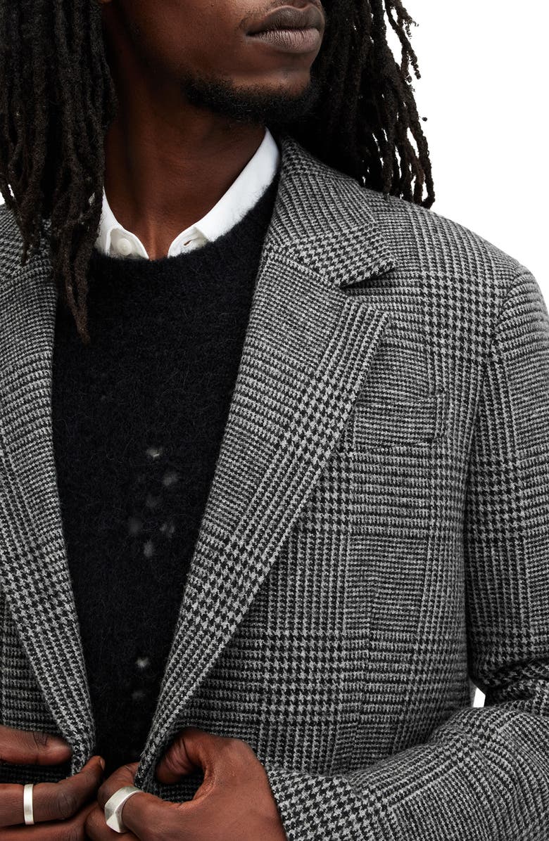 AllSaints Whitlock Mixed Check Wool Blend Coat, Alternate, color,