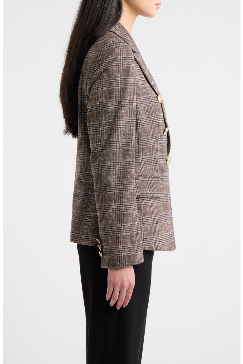 Plaid Double Breasted Blazer, Alternate, color, ESPRESSO IVORY
