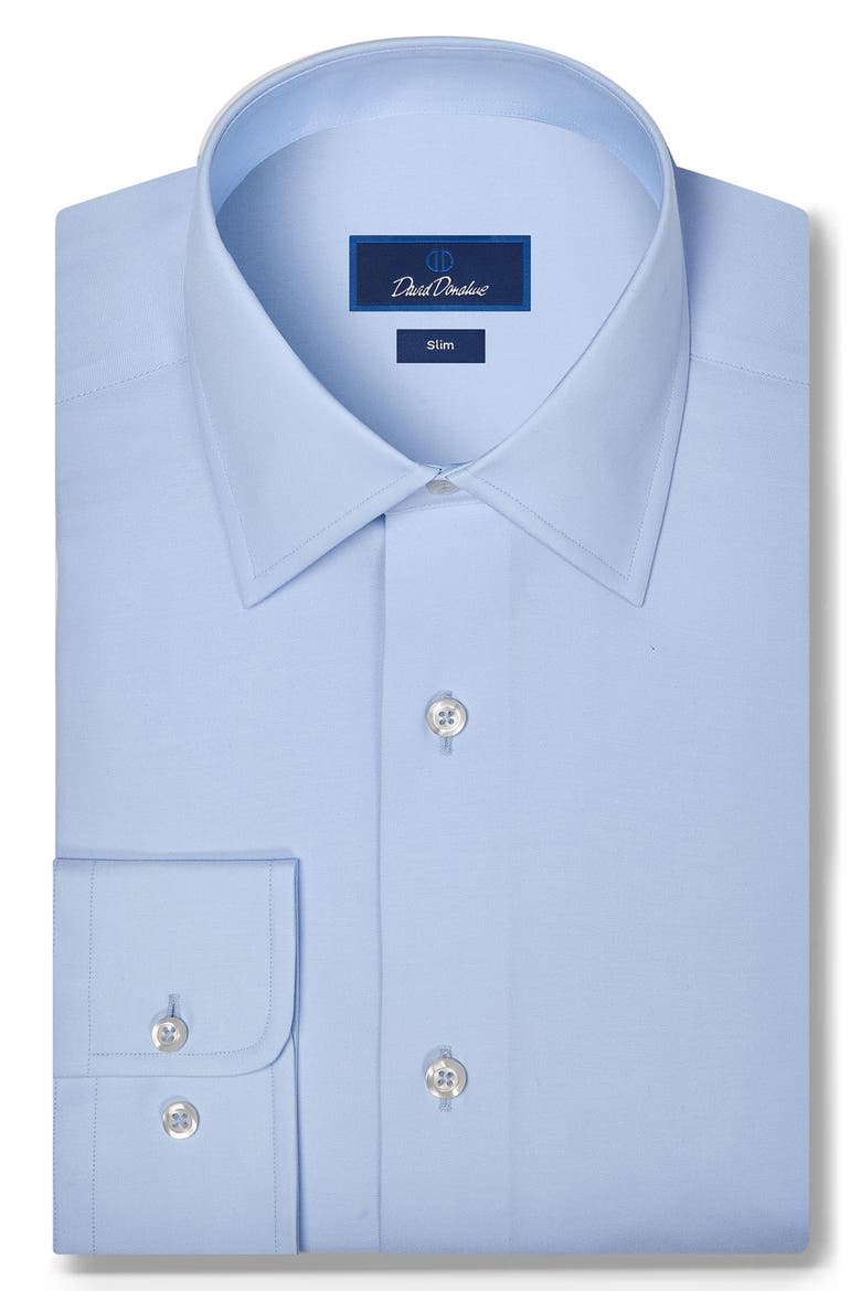Slim Fit Super Fine Twill Dress Shirt, Main, color, SKY