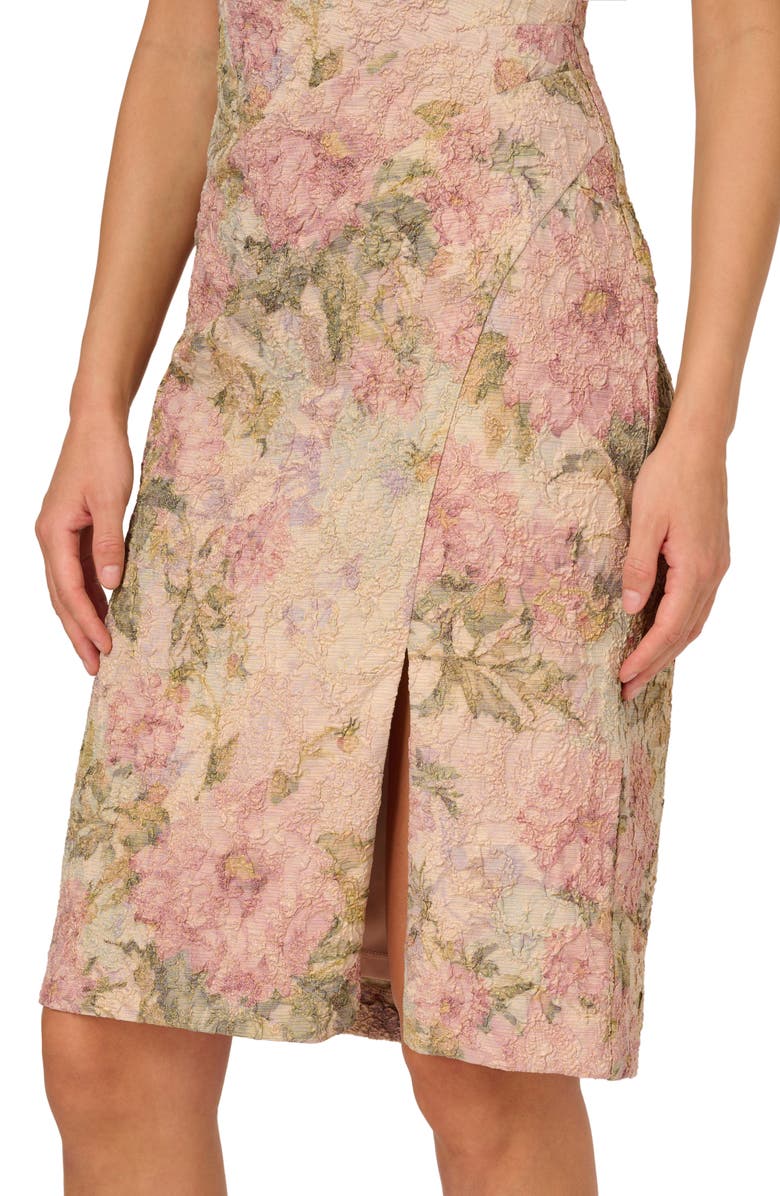 Adrianna Papell Floral Matelasse Sleeveless Dress, Alternate, color,