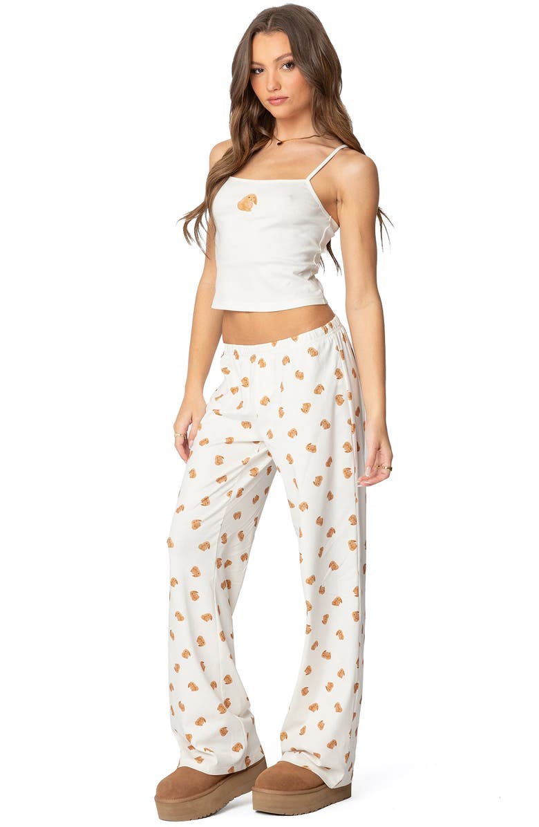 EDIKTED Cottontail Cotton Graphic Camisole, Alternate, color, White