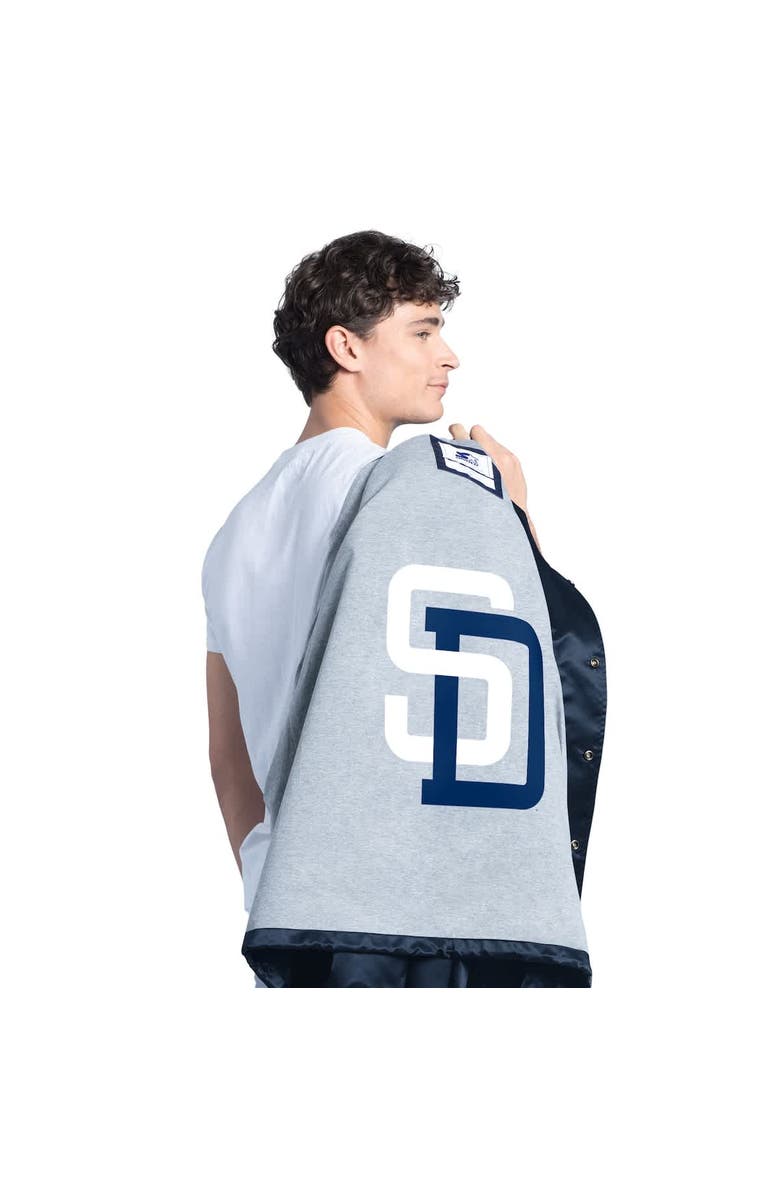 STARTER Men's Starter Navy San Diego Padres Cooperstown Collection Point Man Full-Snap Coaches Jacket, Alternate, color, Navy